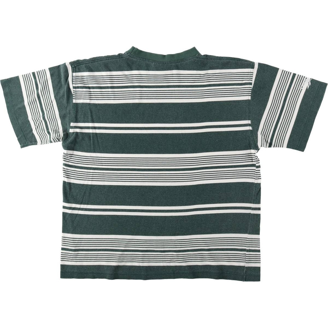 90'S Reebok Multi-Striped Logo T-Shirt, Men's Size XL (Equivalent), Vintage cotton green type Vintage Second Hand