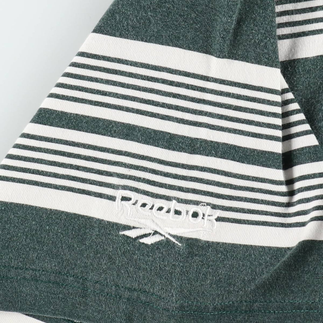 90'S Reebok Multi-Striped Logo T-Shirt, Men's Size XL (Equivalent), Vintage cotton green type Vintage Second Hand
