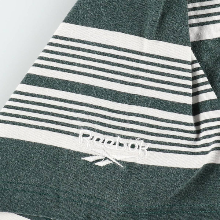 90'S Reebok Multi-Striped Logo T-Shirt, Men's Size XL (Equivalent), Vintage cotton green type Vintage Second Hand