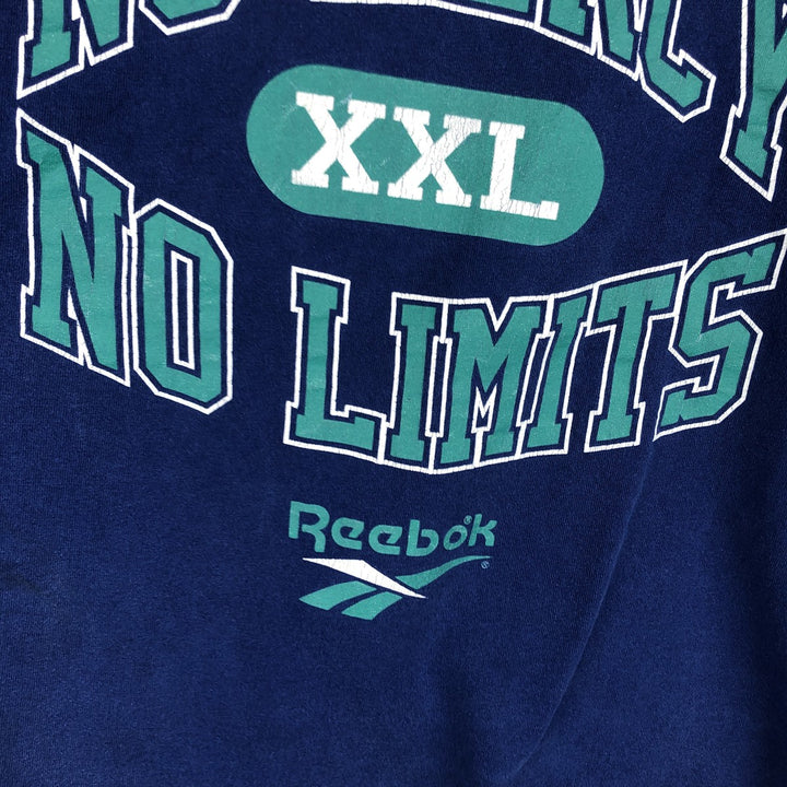 90'S Reebok Logo Print T-Shirt Made in USA Men's M Size Vintage cotton blue type Vintage Second Hand