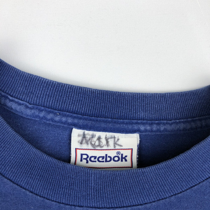 90'S Reebok Logo Print T-Shirt Made in USA Men's M Size Vintage cotton blue type Vintage Second Hand