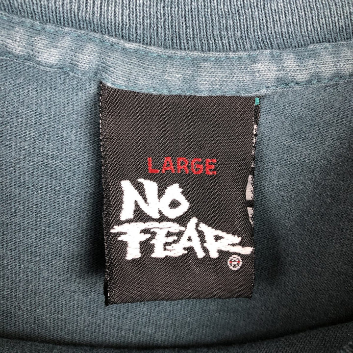 90'S NO FEAR surf skate T-shirt made in USA, men's size L, vintage cotton Green type dark green Vintage Second Hand