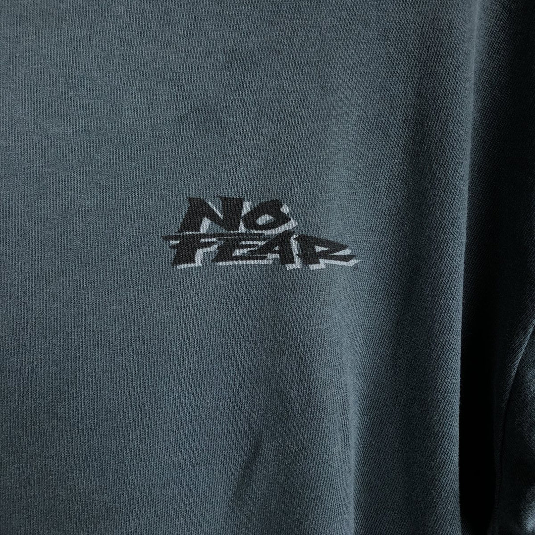 90'S NO FEAR surf skate T-shirt made in USA, men's size L, vintage cotton Green type dark green Vintage Second Hand