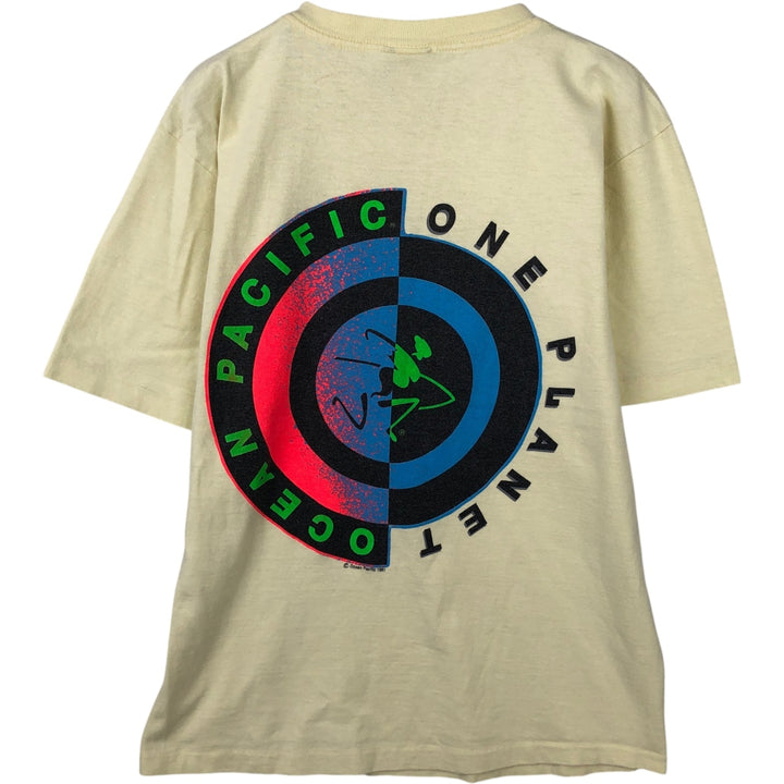 90'S Ocean Pacific Silver Tag Surf Skate T-Shirt, Made in USA, Men's Size S (Equivalent), Vintage cotton yellow type Vintage Second Hand