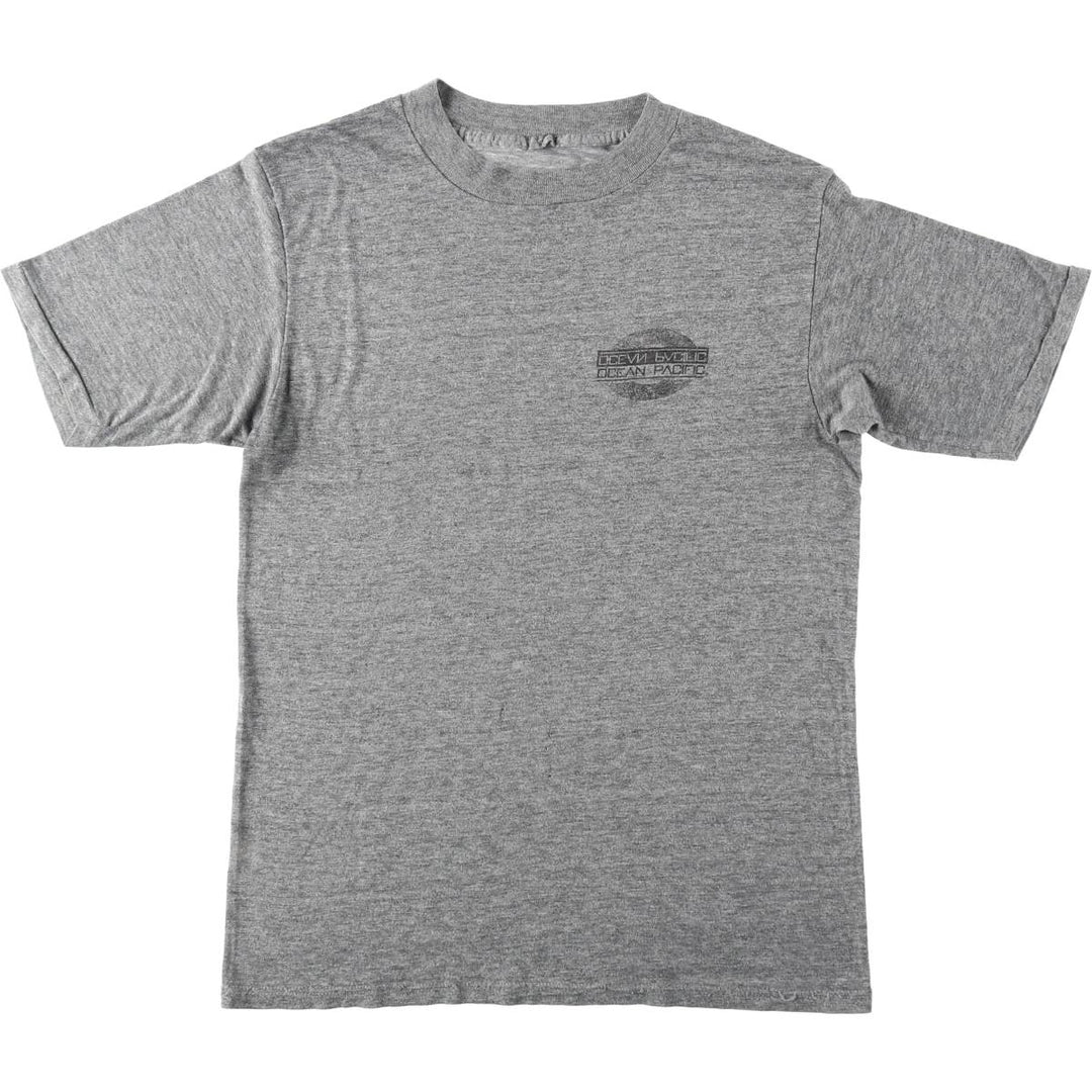 90'S Ocean Pacific surf/skate t-shirt, men's size S equivalent, vintage. unclear gray type Vintage Second Hand