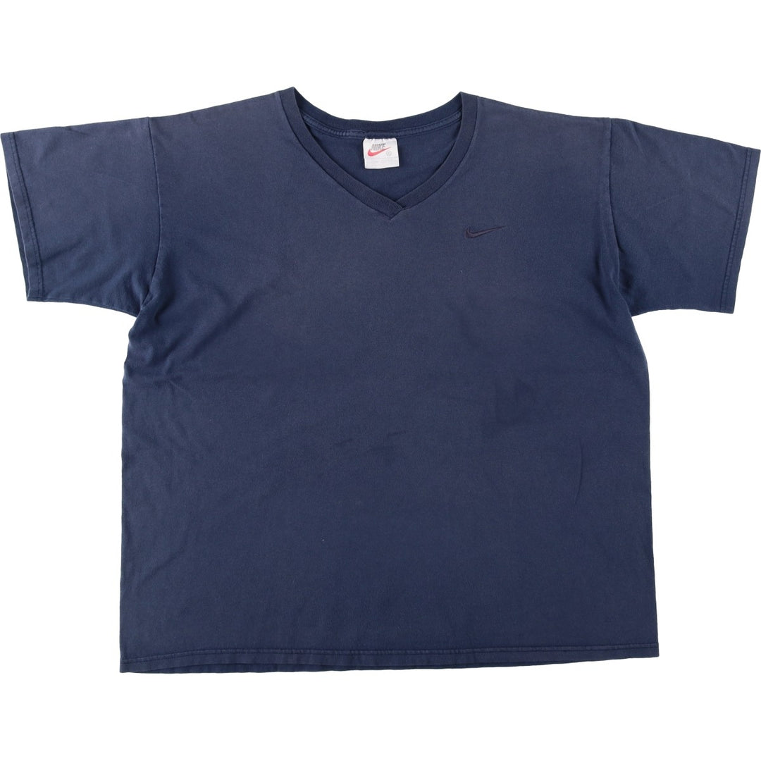 90'S Nike V-neck sports t-shirt, made in USA, men's size XL (approx.), vintage. cotton navy blue type Vintage Second Hand