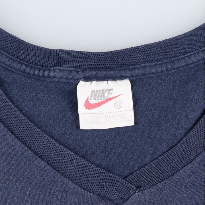 90'S Nike V-neck sports t-shirt, made in USA, men's size XL (approx.), vintage. cotton navy blue type Vintage Second Hand