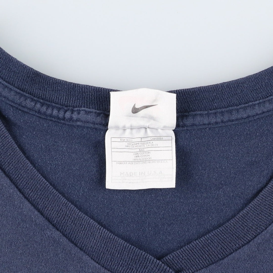 90'S Nike V-neck sports t-shirt, made in USA, men's size XL (approx.), vintage. cotton navy blue type Vintage Second Hand