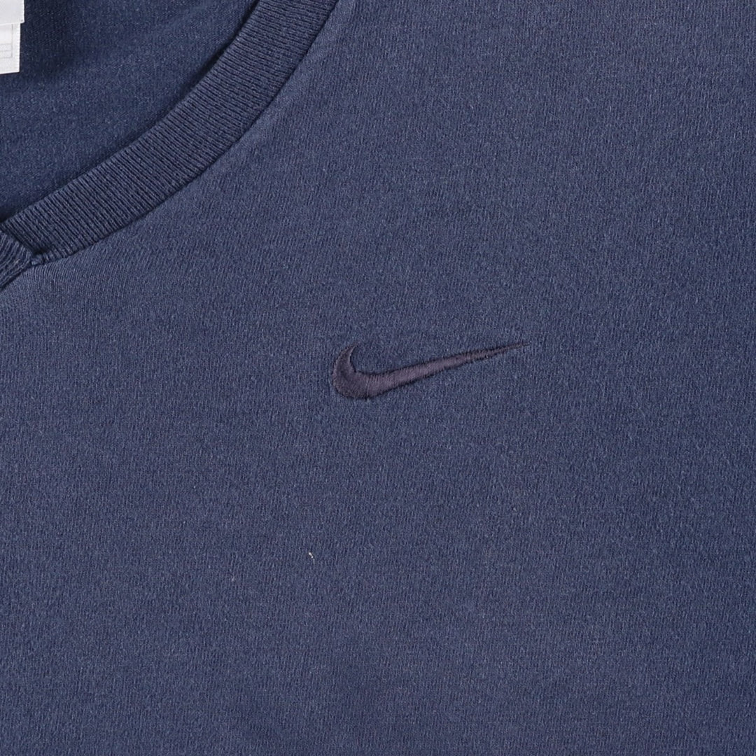 90'S Nike V-neck sports t-shirt, made in USA, men's size XL (approx.), vintage. cotton navy blue type Vintage Second Hand