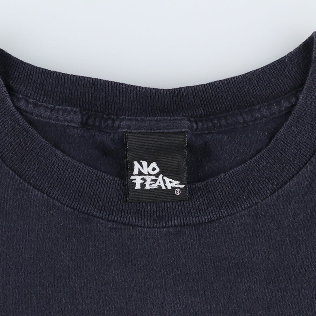 90'S NO FEAR Logo Print T-Shirt, Made in USA, Men's Size M (approx.), Vintage cotton black type Vintage Second Hand