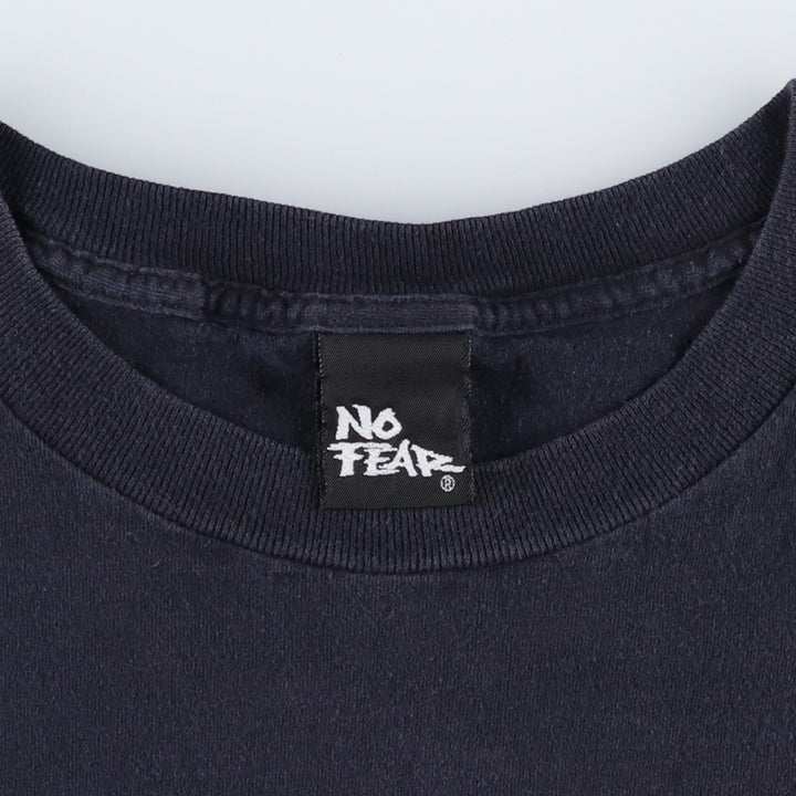 90'S NO FEAR Logo Print T-Shirt, Made in USA, Men's Size M (approx.), Vintage cotton black type Vintage Second Hand