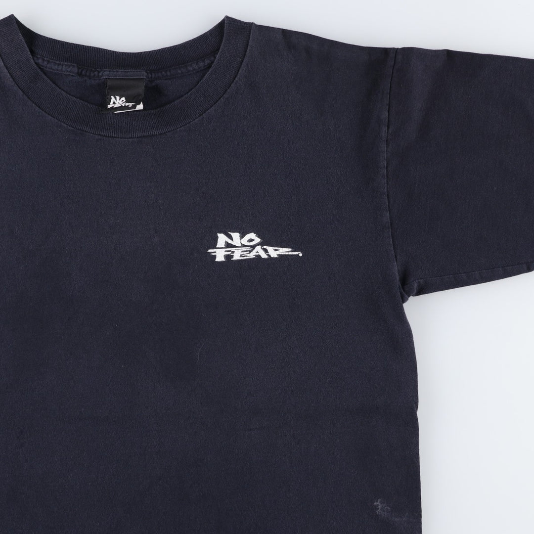90'S NO FEAR Logo Print T-Shirt, Made in USA, Men's Size M (approx.), Vintage cotton black type Vintage Second Hand