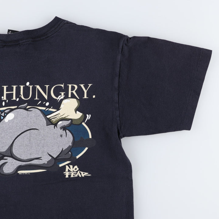 90'S NO FEAR Logo Print T-Shirt, Made in USA, Men's Size M (approx.), Vintage cotton black type Vintage Second Hand