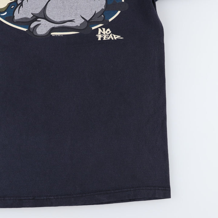 90'S NO FEAR Logo Print T-Shirt, Made in USA, Men's Size M (approx.), Vintage cotton black type Vintage Second Hand
