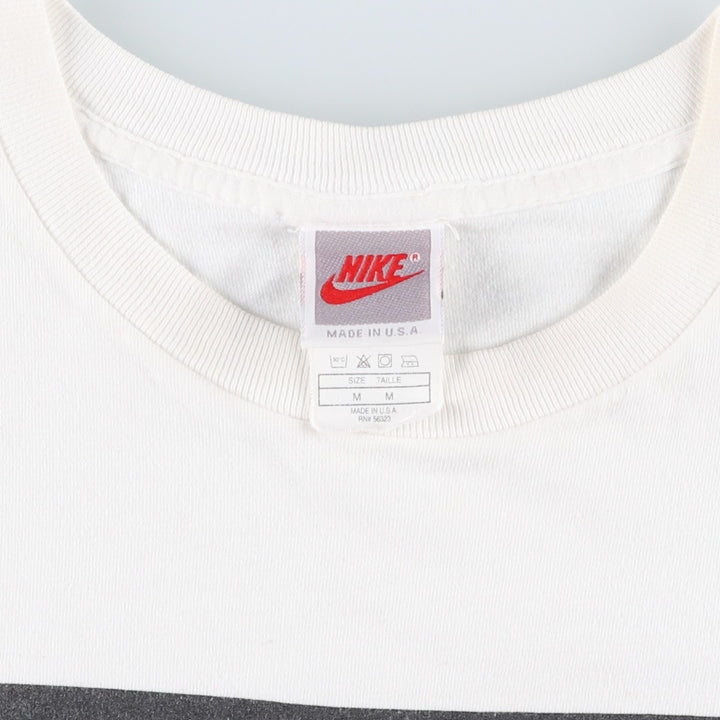 90'S Nike TOWN Silver Tag Logo Print T-Shirt, Made in USA, Men's Size M (approx.), Vintage cotton white type Vintage Second Hand
