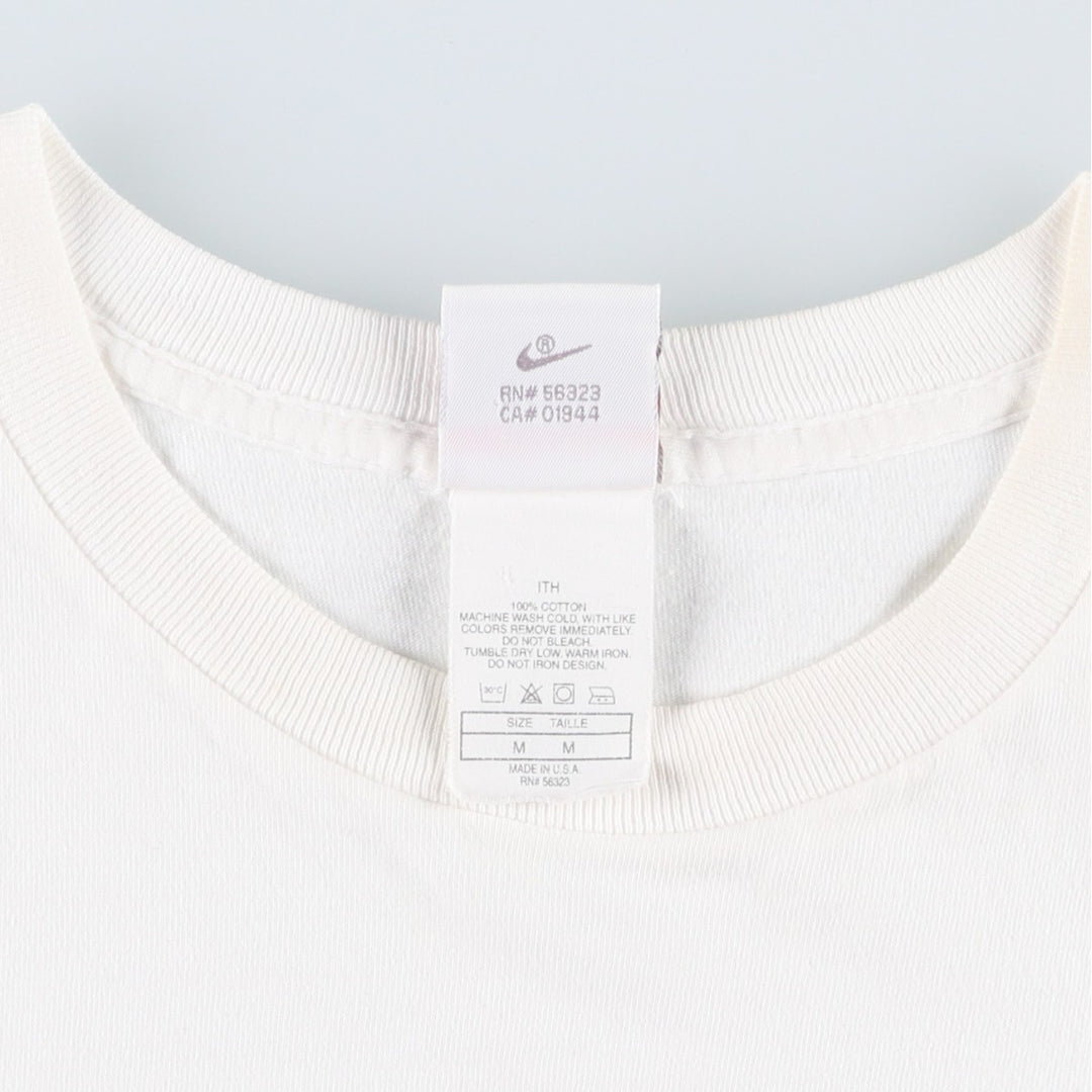 90'S Nike TOWN Silver Tag Logo Print T-Shirt, Made in USA, Men's Size M (approx.), Vintage cotton white type Vintage Second Hand
