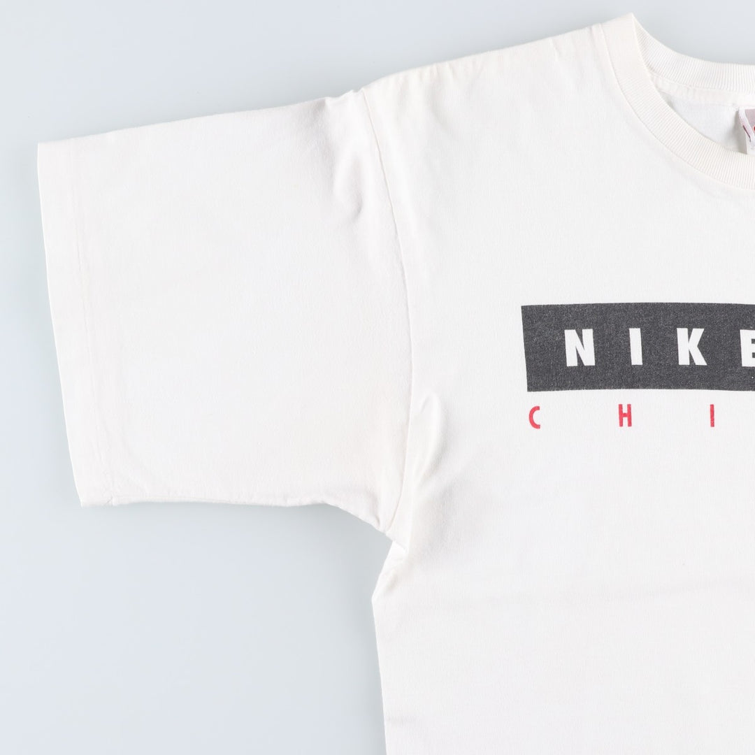 90'S Nike TOWN Silver Tag Logo Print T-Shirt, Made in USA, Men's Size M (approx.), Vintage cotton white type Vintage Second Hand
