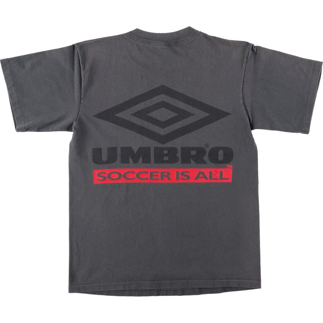 90'S Umbro logo print T-shirt, made in USA, men's size S equivalent, vintage. cotton Charcoal Vintage Second Hand