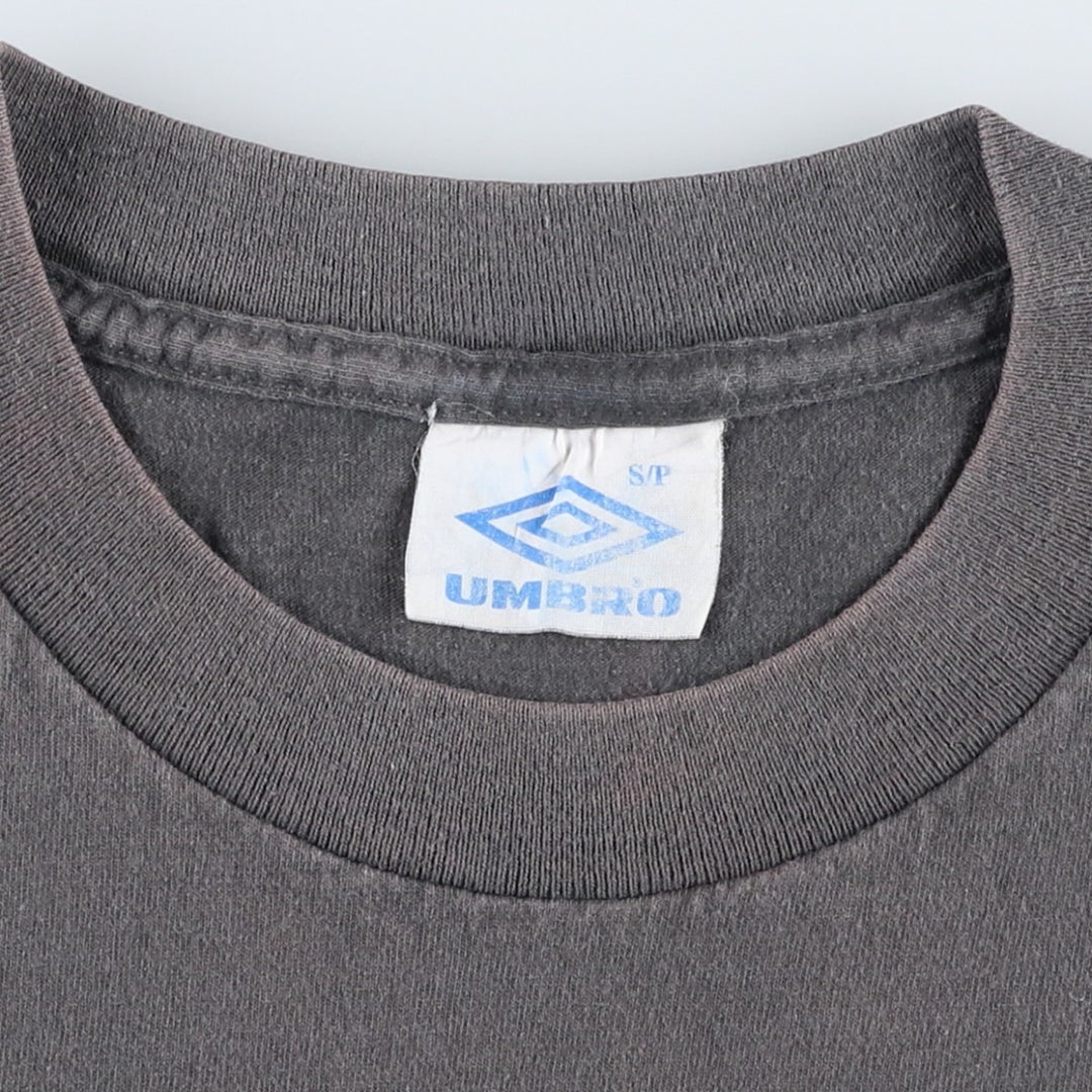 90'S Umbro logo print T-shirt, made in USA, men's size S equivalent, vintage. cotton Charcoal Vintage Second Hand