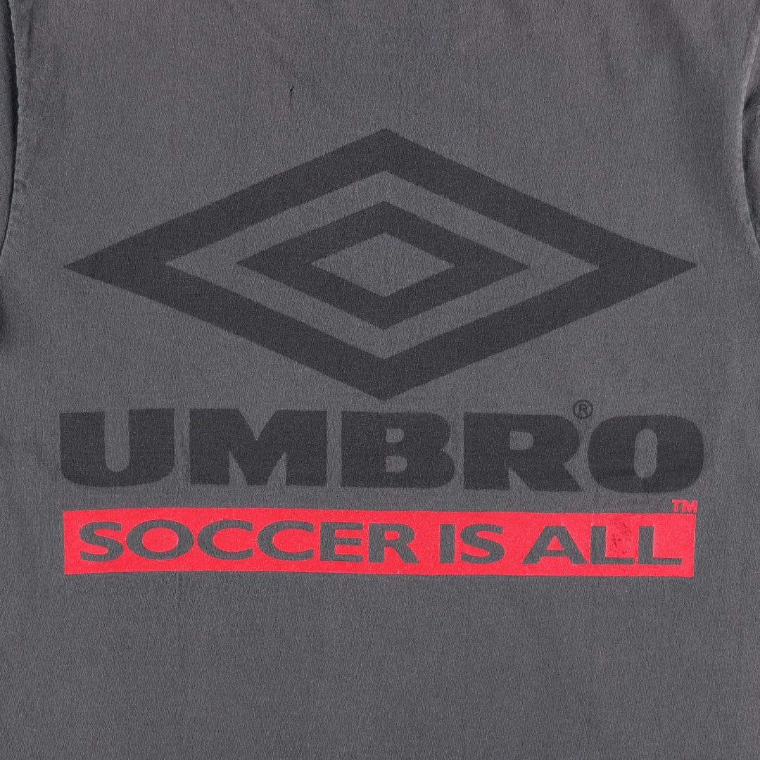 90'S Umbro logo print T-shirt, made in USA, men's size S equivalent, vintage. cotton Charcoal Vintage Second Hand