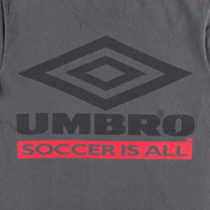 90'S Umbro logo print T-shirt, made in USA, men's size S equivalent, vintage. cotton Charcoal Vintage Second Hand