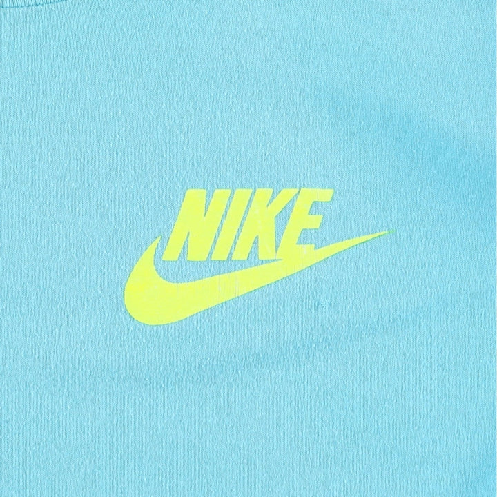 90'S Nike Silver Tag Logo Print T-Shirt Made in USA Men's L Size Vintage polyester Blue type light blue Vintage Second Hand