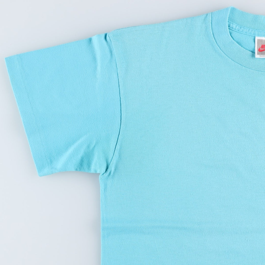 90'S Nike Silver Tag Logo Print T-Shirt Made in USA Men's L Size Vintage polyester Blue type light blue Vintage Second Hand