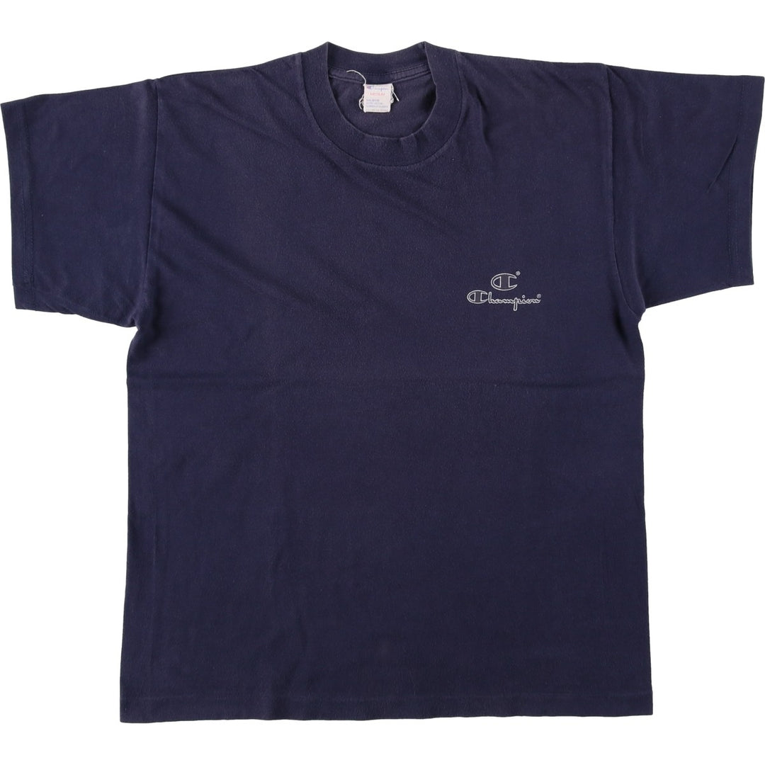 80'S Champion Tricolor Tag Logo Print T-Shirt, Made in Italy, Men's Size M (approx.), Vintage cotton navy blue type Vintage Second Hand