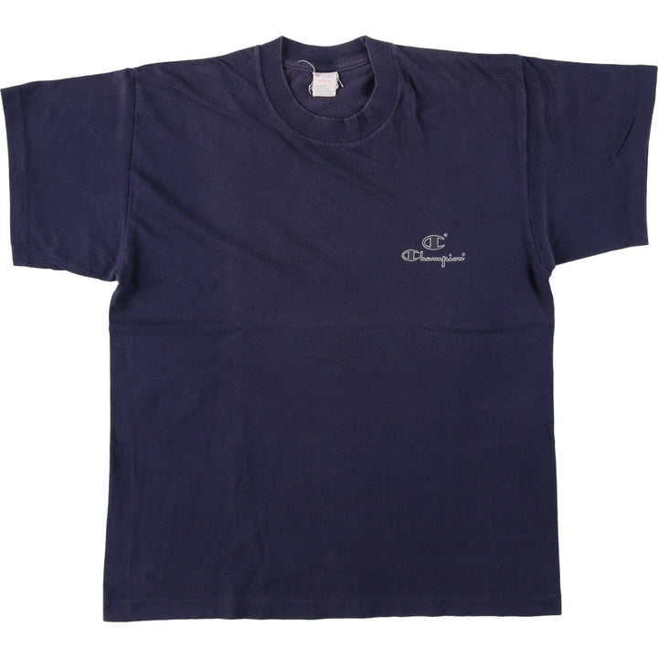 80'S Champion Tricolor Tag Logo Print T-Shirt, Made in Italy, Men's Size M (approx.), Vintage cotton navy blue type Vintage Second Hand