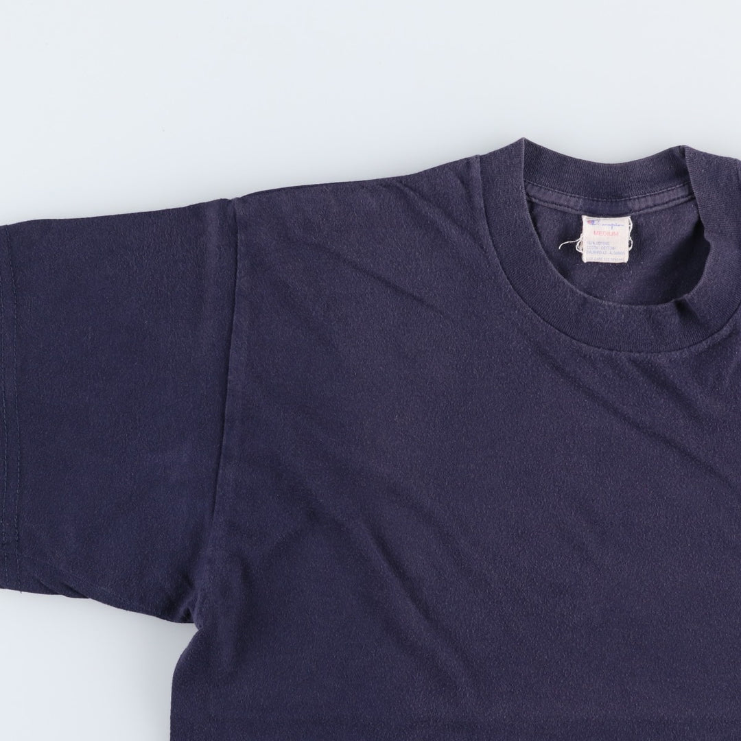 80'S Champion Tricolor Tag Logo Print T-Shirt, Made in Italy, Men's Size M (approx.), Vintage cotton navy blue type Vintage Second Hand