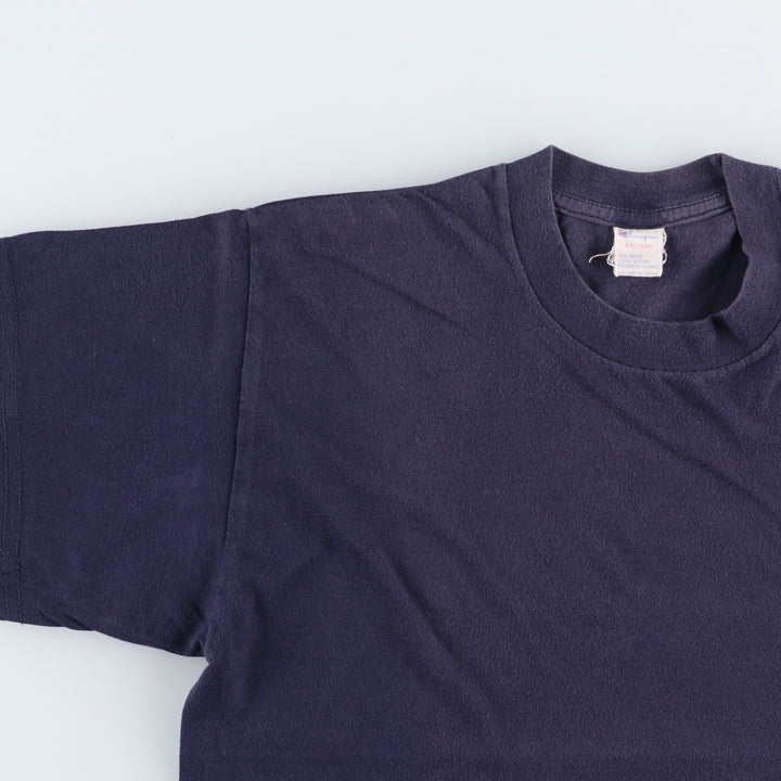 80'S Champion Tricolor Tag Logo Print T-Shirt, Made in Italy, Men's Size M (approx.), Vintage cotton navy blue type Vintage Second Hand