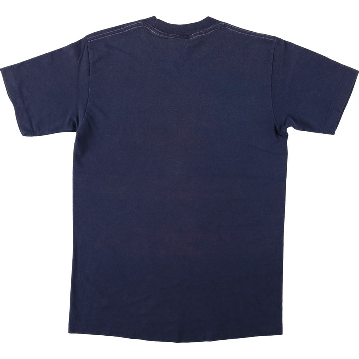 80'S Champion Tricot Tag Sports Print T-Shirt Made in USA Men's M Size Vintage polyester navy blue type Vintage Second Hand