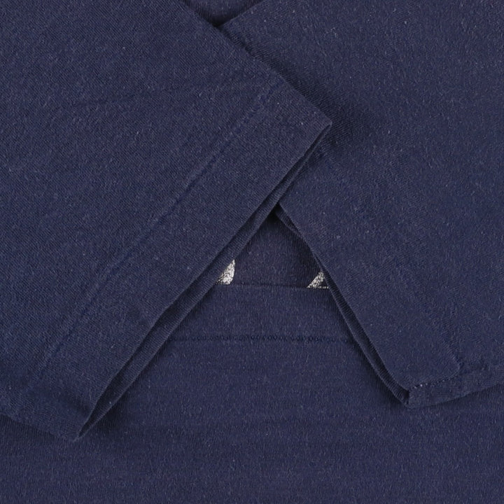 80'S Champion Tricot Tag Sports Print T-Shirt Made in USA Men's M Size Vintage polyester navy blue type Vintage Second Hand