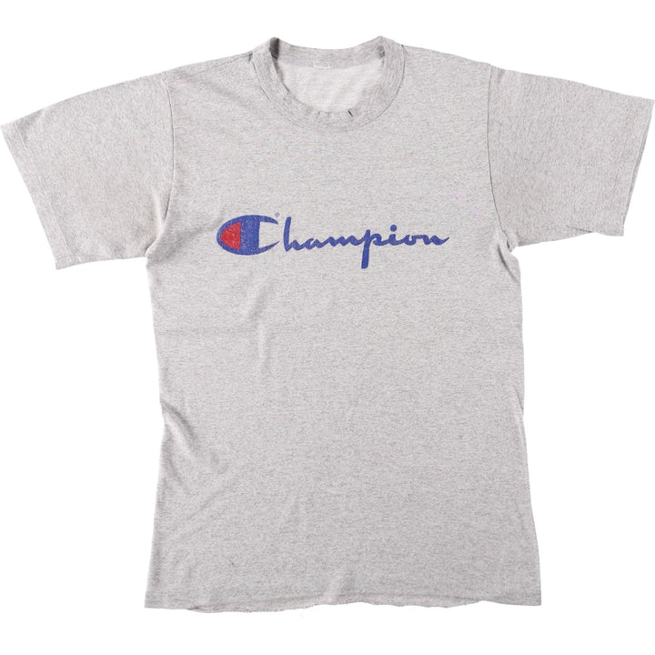 Champion logo print t-shirt, men's size S (approx.), vintage. unclear gray type Vintage Second Hand