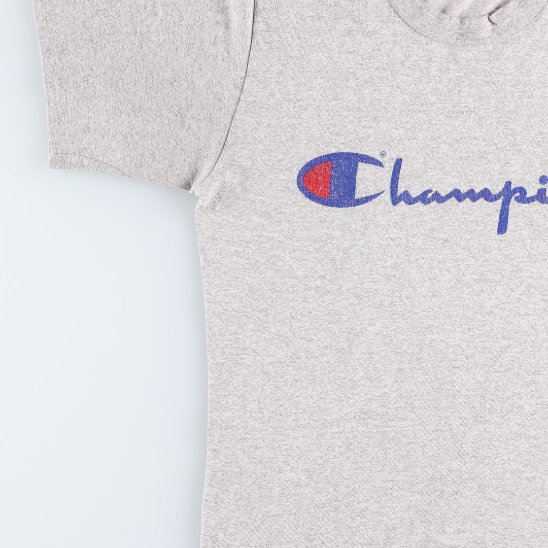 Champion logo print t-shirt, men's size S (approx.), vintage. unclear gray type Vintage Second Hand