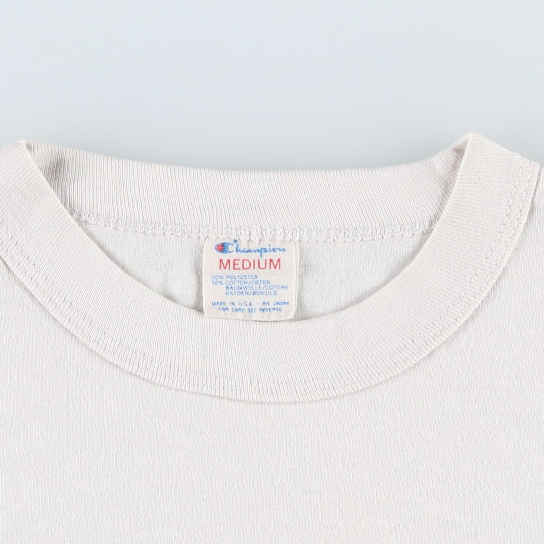 Vintage 1980'S Champion Trico Tag College T-shirt, Made in USA, Men's Size Medium polyester white type Vintage Second Hand