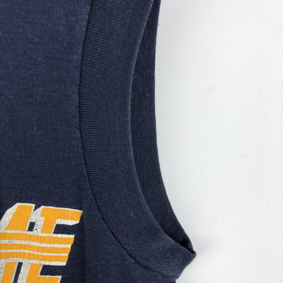 80'S Champion Tricolor Tag Sleeveless T-Shirt, Made in USA, Men's Size L (Equivalent), Vintage polyester navy blue type Vintage Second Hand