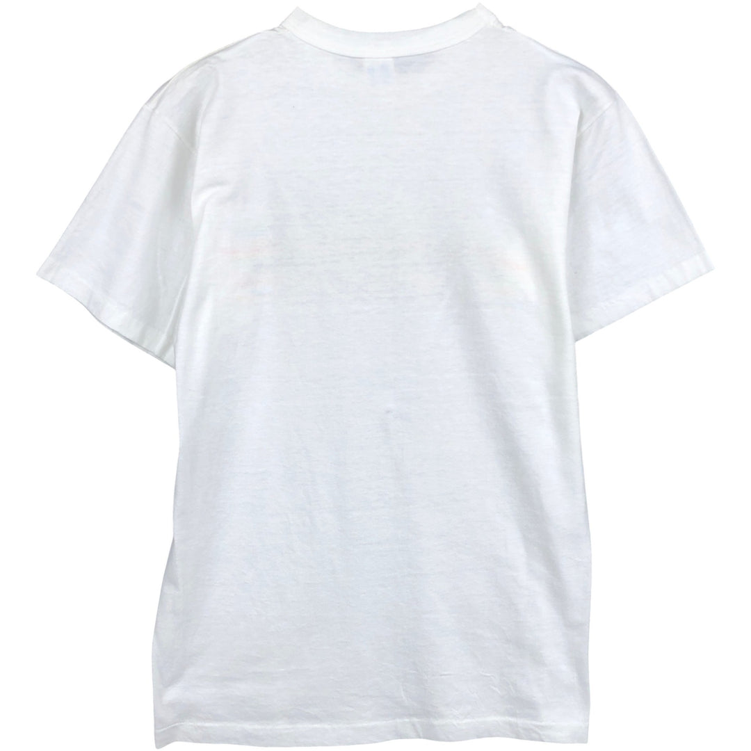 80'S Champion Tricot Tag Print T-shirt Made in USA Men's L Size Vintage polyester white type Vintage Second Hand