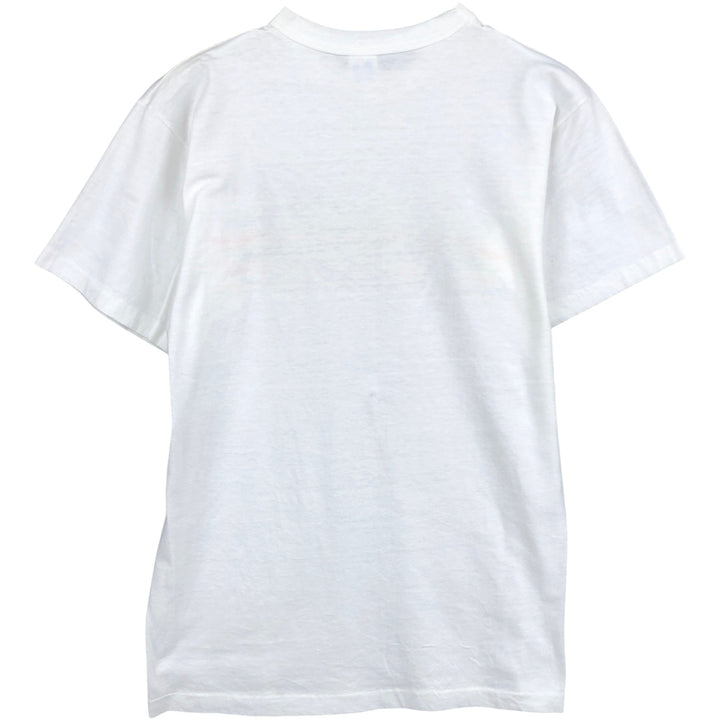 80'S Champion Tricot Tag Print T-shirt Made in USA Men's L Size Vintage polyester white type Vintage Second Hand
