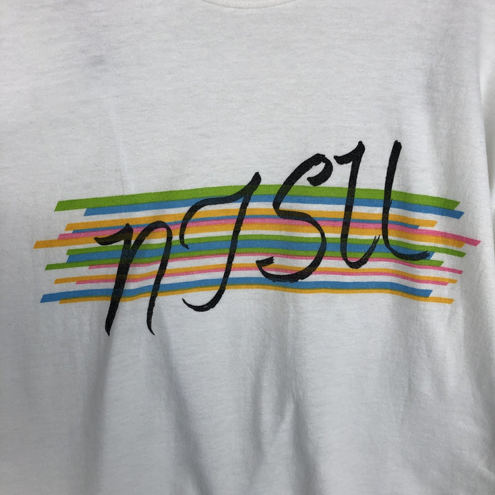 80'S Champion Tricot Tag Print T-shirt Made in USA Men's L Size Vintage polyester white type Vintage Second Hand