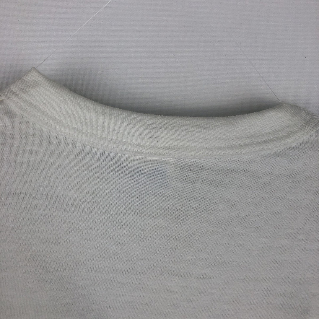 80'S Champion Tricot Tag Print T-shirt Made in USA Men's L Size Vintage polyester white type Vintage Second Hand