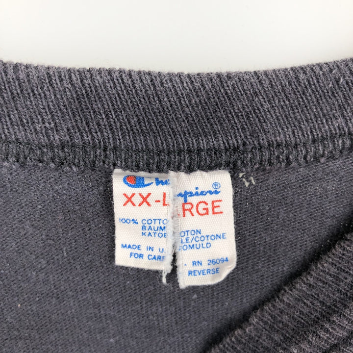 80'S Champion Tricolor Tag Logo T-Shirt, Men's XXL equivalent, Vintage cotton black type Vintage Second Hand