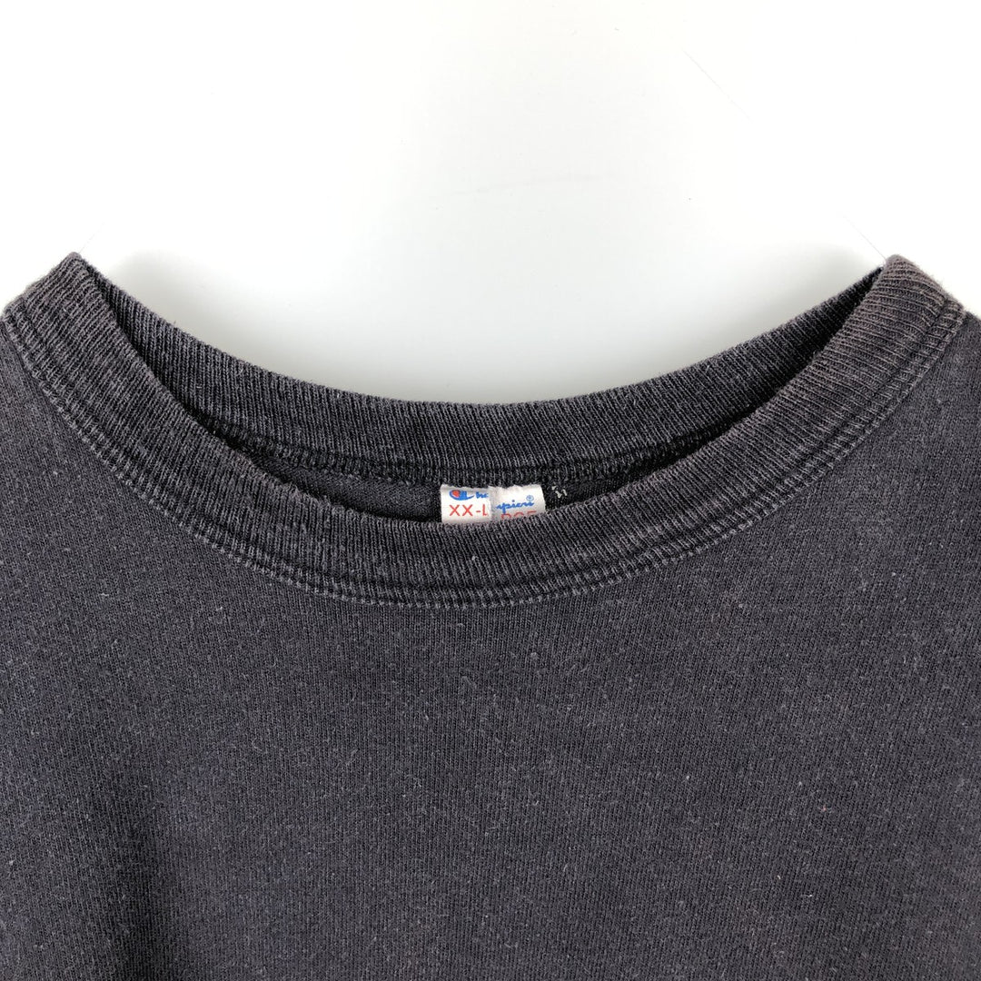 80'S Champion Tricolor Tag Logo T-Shirt, Men's XXL equivalent, Vintage cotton black type Vintage Second Hand