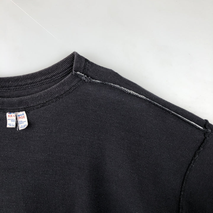 80'S Champion Tricolor Tag Logo T-Shirt, Men's XXL equivalent, Vintage cotton black type Vintage Second Hand