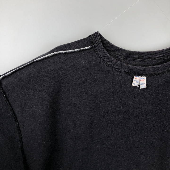 80'S Champion Tricolor Tag Logo T-Shirt, Men's XXL equivalent, Vintage cotton black type Vintage Second Hand