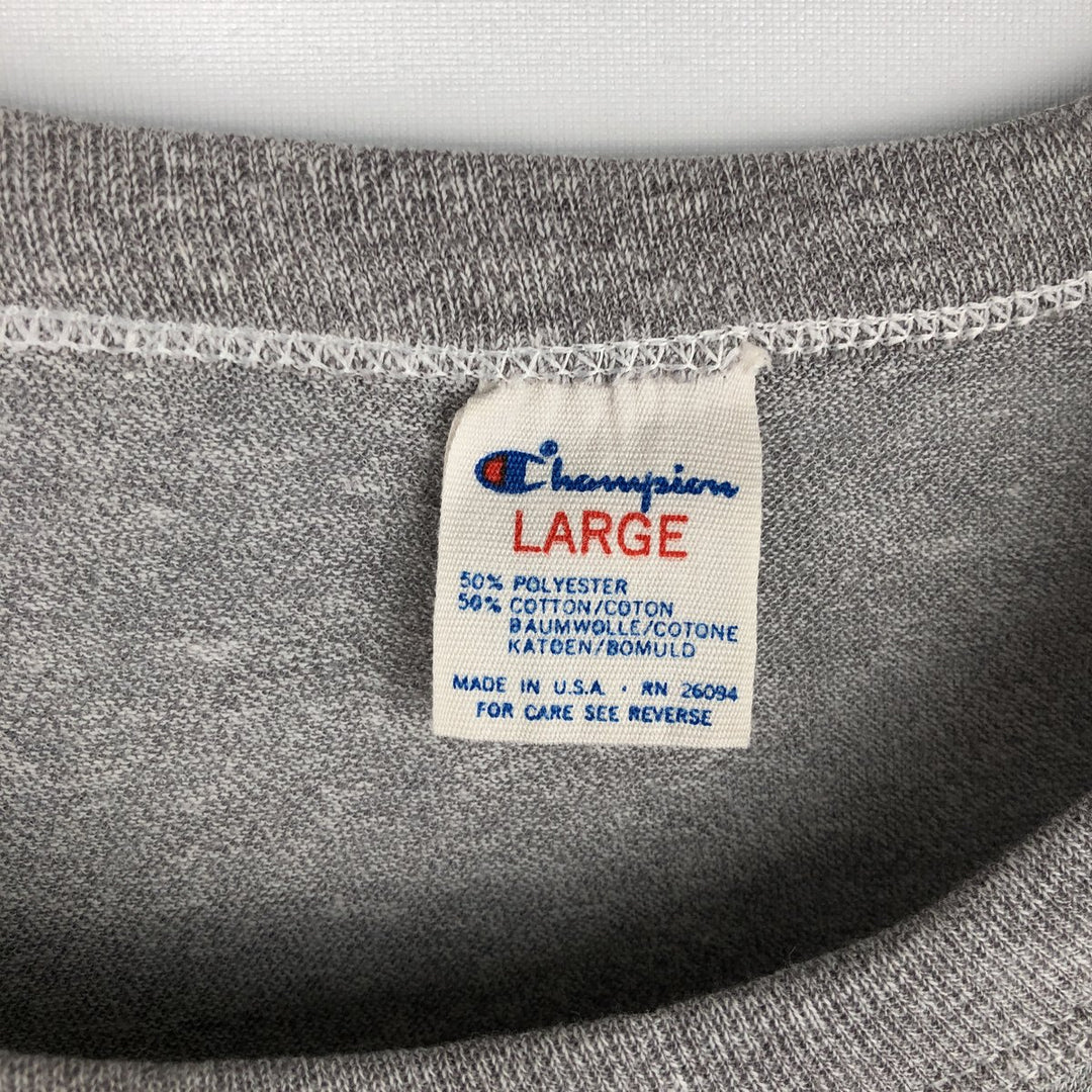 80'S Champion Tricot Tag Bird Print T-Shirt, Made in USA, Men's Size L (approx.), Vintage polyester gray type Vintage Second Hand