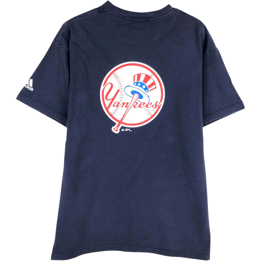 2000'S Adidas MLB New York Yankees logo print T-shirt, Made in USA, Men's size M (approx.) cotton navy blue type Vintage Second Hand