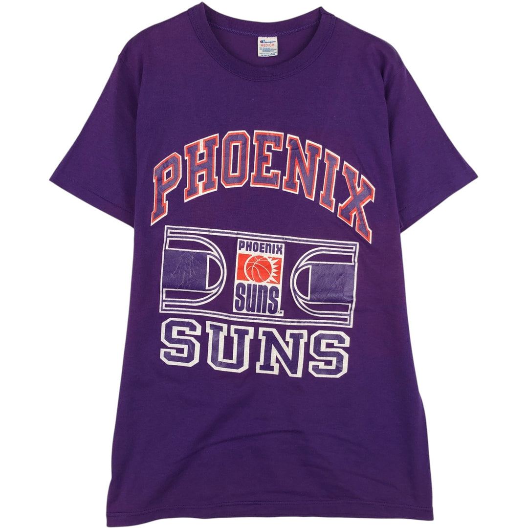 80'S NBA Phoenix Suns Tricolor Tag Sports Print T-Shirt, Made in USA, Men's Size M (Equivalent), Vintage polyester purple type Vintage Second Hand