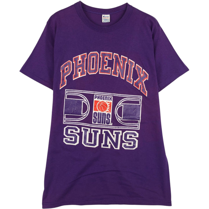 80'S NBA Phoenix Suns Tricolor Tag Sports Print T-Shirt, Made in USA, Men's Size M (Equivalent), Vintage polyester purple type Vintage Second Hand