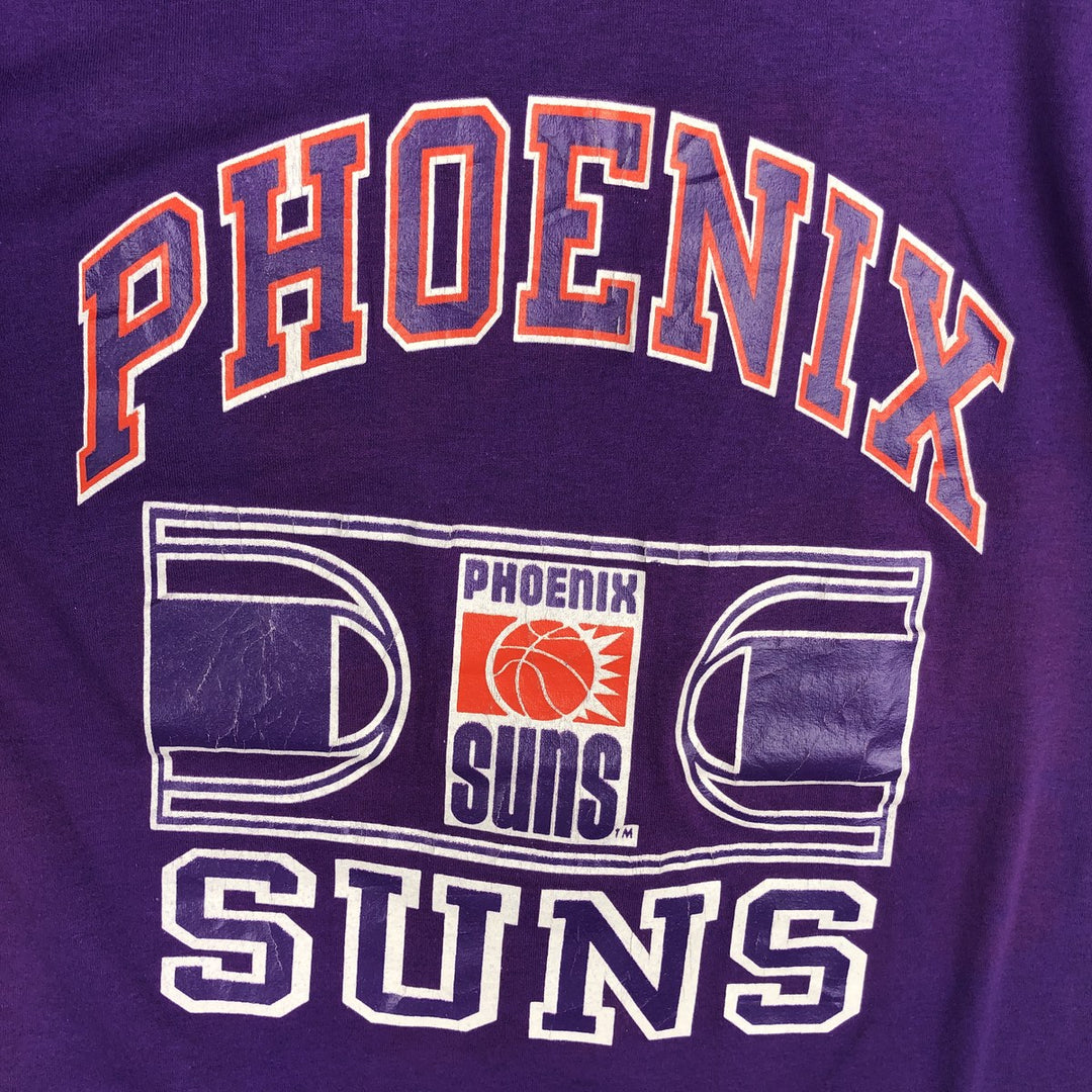 80'S NBA Phoenix Suns Tricolor Tag Sports Print T-Shirt, Made in USA, Men's Size M (Equivalent), Vintage polyester purple type Vintage Second Hand